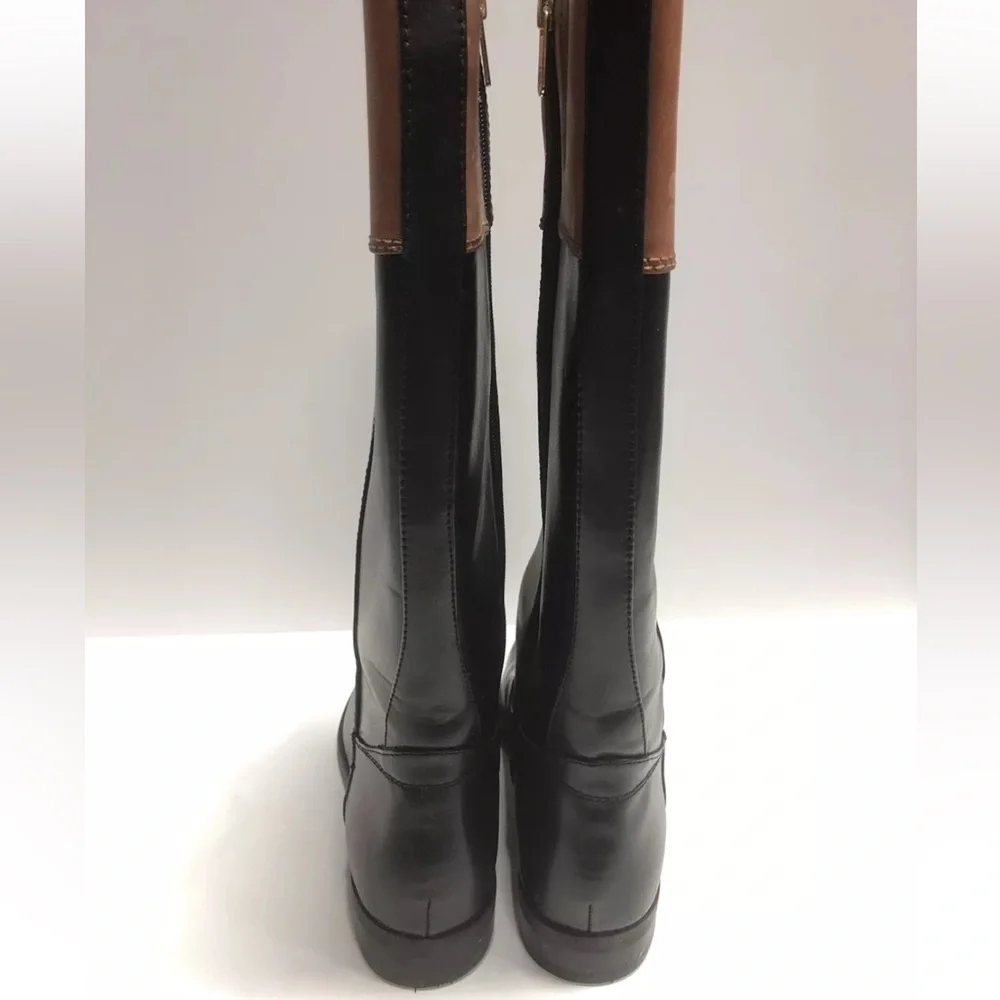 Tommy Hilfiger Women’s Shano, Black/Brown Knee High Boots, Size 9M